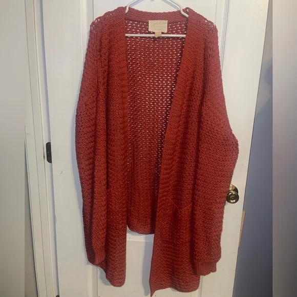 Evy’s Tree The Eden Size 1X Burnt Orange Mid Length Open Front Sweater - Picture 1 of 5